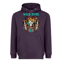 Plum Wild Soul Bull Skull Heavyweight Hoodie - FaDigitalArtStudio