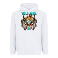 White Wild Soul Bull Skull Heavyweight Hoodie - FaDigitalArtStudio