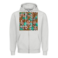 Dove Grey Western Turquoise Glitter Cowhide Leopard Seamless Zipper Hoodie - FaDigitalArtStudio
