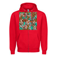 Red Western Turquoise Glitter Cowhide Leopard Seamless Zipper Hoodie - FaDigitalArtStudio