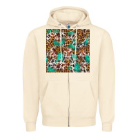 Sandshell Western Turquoise Glitter Cowhide Leopard Seamless Zipper Hoodie - FaDigitalArtStudio