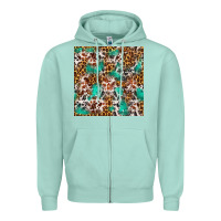 Seafoam Western Turquoise Glitter Cowhide Leopard Seamless Zipper Hoodie - FaDigitalArtStudio