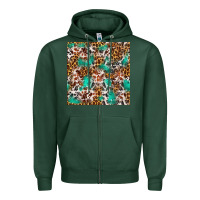 Sports Green Western Turquoise Glitter Cowhide Leopard Seamless Zipper Hoodie - FaDigitalArtStudio