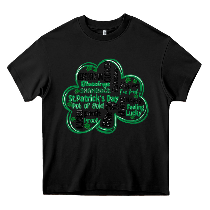 St Patricks Day Shamrock Typography Heavy Core Tee by MaliasSmallBusiness | Teevron