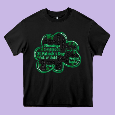 St Patricks Day Shamrock Typography Heavy Core Tee Designed By Maliassmallbusiness