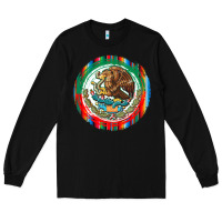 Black Mexico Coat of Arms Long Sleeve Tee - texasbilliewilder