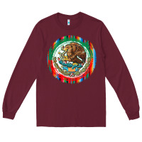 Burgundy Mexico Coat of Arms Long Sleeve Tee - texasbilliewilder