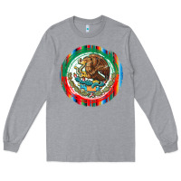 Heather Grey Mexico Coat of Arms Long Sleeve Tee - texasbilliewilder