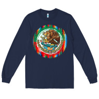 Navy Mexico Coat of Arms Long Sleeve Tee - texasbilliewilder
