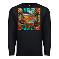 Black western thanksgiving seamless pattern Premium Sweatshirt - BundleAndBundleShop