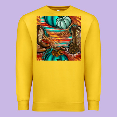 Western Thanksgiving Seamless Pattern Premium Sweatshirt Designed By Bundleandbundleshop