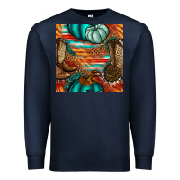 Navy western thanksgiving seamless pattern Premium Sweatshirt - BundleAndBundleShop