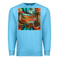 Ocean Blue western thanksgiving seamless pattern Premium Sweatshirt - BundleAndBundleShop