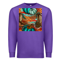 Purple western thanksgiving seamless pattern Premium Sweatshirt - BundleAndBundleShop