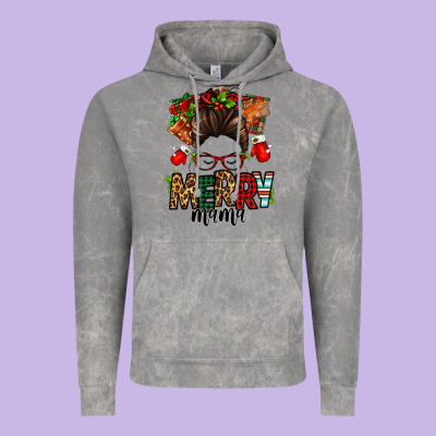 Christmas Merry Mama Messy Bun Vintage Hoodie Designed By Jasminsmagicworld
