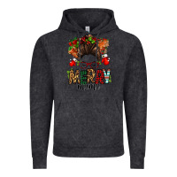 Vintage Black Christmas merry mama messy bun Vintage Hoodie - Jasminsmagicworld