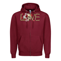 Burgundy Skull love Valentine's Day Zipper Hoodie - FaDigitalArtStudio
