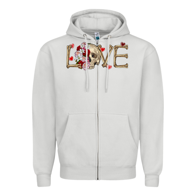 Skull Love Valentine's Day Zipper Hoodie by FaDigitalArtStudio | Teevron