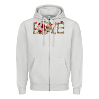 Dove Grey Skull love Valentine's Day Zipper Hoodie - FaDigitalArtStudio