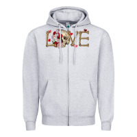 Heather Grey Skull love Valentine's Day Zipper Hoodie - FaDigitalArtStudio