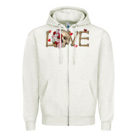 Oatmeal Heather Skull love Valentine's Day Zipper Hoodie - FaDigitalArtStudio