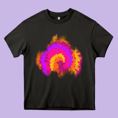 Tie Dye Glitter Patch Heavy Core Tee Designed By Adodesignshop
