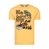Vintage Mustard no talkie before coffee Vintage Tee - BarkalooDesign