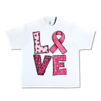 White Western Breast Cancer Love Urban Heavy Tee - RanaPortraitStore