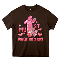 Chocolate Brown my first valentines day Heavy Core Tee - MaliasSmallBusiness