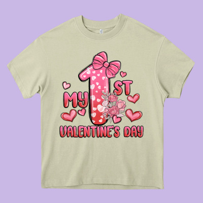My First Valentines Day Heavy Core Tee Designed By Maliassmallbusiness