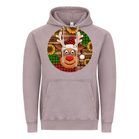 Vintage Zinc cute reindeer head Christmas Vintage Hoodie - Jasminsmagicworld