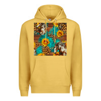Antique Gold western horse and sunflower seamless pattern Premium Hoodie - FaDigitalArtStudio