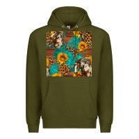 Army Green western horse and sunflower seamless pattern Premium Hoodie - FaDigitalArtStudio