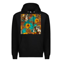 Black western horse and sunflower seamless pattern Premium Hoodie - FaDigitalArtStudio