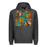 Charcoal Heather western horse and sunflower seamless pattern Premium Hoodie - FaDigitalArtStudio