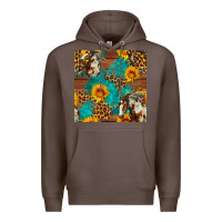 Coffee western horse and sunflower seamless pattern Premium Hoodie - FaDigitalArtStudio