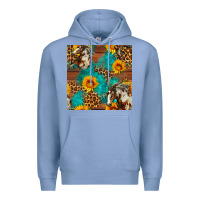 Colony Blue western horse and sunflower seamless pattern Premium Hoodie - FaDigitalArtStudio