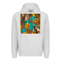 Dove Grey western horse and sunflower seamless pattern Premium Hoodie - FaDigitalArtStudio