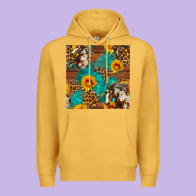 Western Horse And Sunflower Seamless Pattern Premium Hoodie Designed By Fadigitalartstudio
