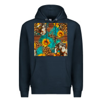 Navy western horse and sunflower seamless pattern Premium Hoodie - FaDigitalArtStudio