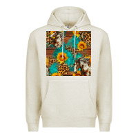Oatmeal Heather western horse and sunflower seamless pattern Premium Hoodie - FaDigitalArtStudio