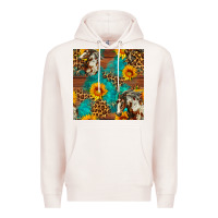 Pale Pink western horse and sunflower seamless pattern Premium Hoodie - FaDigitalArtStudio