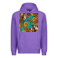 Purple western horse and sunflower seamless pattern Premium Hoodie - FaDigitalArtStudio