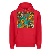 Red western horse and sunflower seamless pattern Premium Hoodie - FaDigitalArtStudio