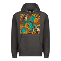 Smoke western horse and sunflower seamless pattern Premium Hoodie - FaDigitalArtStudio
