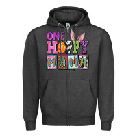 Charcoal Heather Easter Day One hoppy mama Zipper Hoodie - OliviaCreatesArt