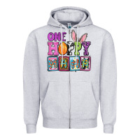 Heather Grey Easter Day One hoppy mama Zipper Hoodie - OliviaCreatesArt