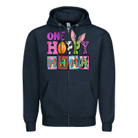 Navy Easter Day One hoppy mama Zipper Hoodie - OliviaCreatesArt