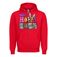 Red Easter Day One hoppy mama Zipper Hoodie - OliviaCreatesArt