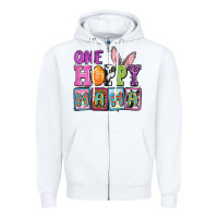 White Easter Day One hoppy mama Zipper Hoodie - OliviaCreatesArt